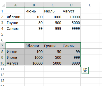 Как столбцы сделать строками в Excel, преобразовать строку в столбец
