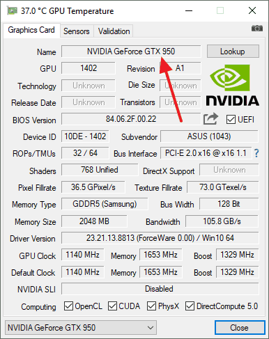 Как узнать серию продукта видеокарты NVIDIA