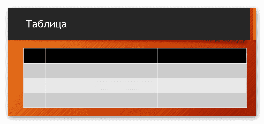Пример стандартной таблицы в PowerPoint