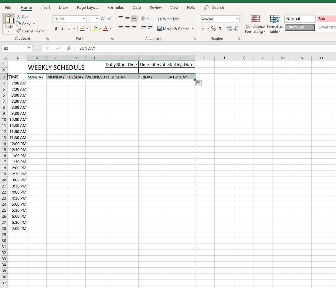 Скриншоты полных дней недели