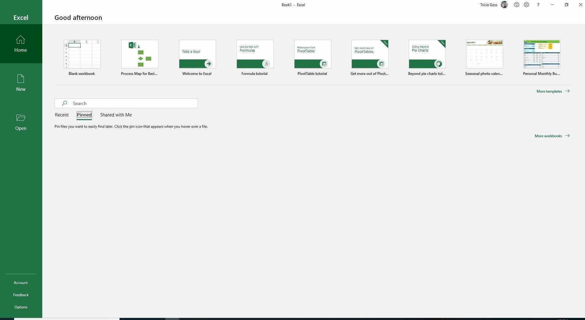 Скриншот стартового экрана в Excel