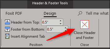 закрыть верхний и нижний колонтитулы