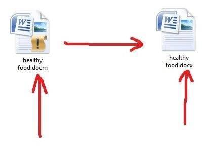 переименуйте расширение нашего файла с docm в docx