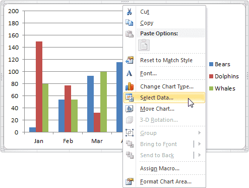 Ряды данных в диаграммах в Excel