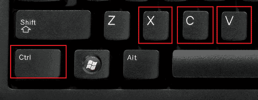 Сочетания клавиш для перемещения текста в слове