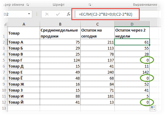 Функция ЕСЛИ для условия в формуле 