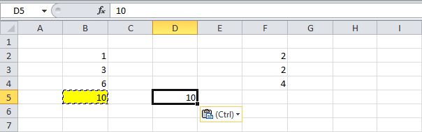 Вставить параметры в Excel