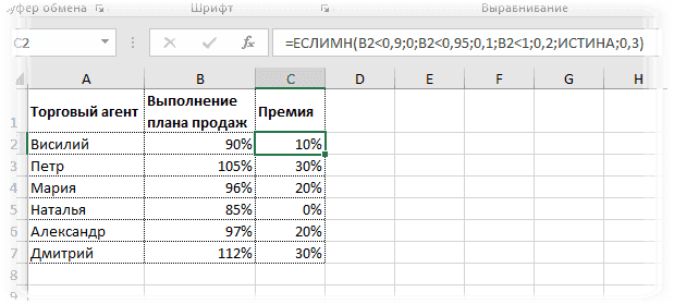 Функция Excel ЕСЛИ