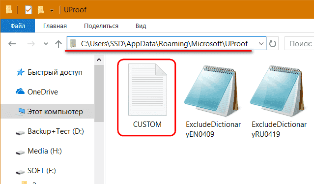 Пользовательский file.dic