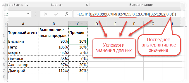 Множественные условия в функции IF 