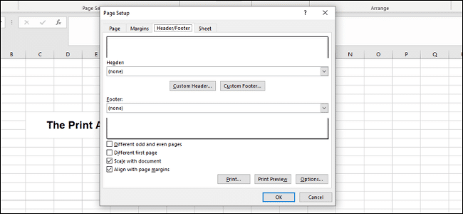 Excel - верхний и нижний колонтитулы