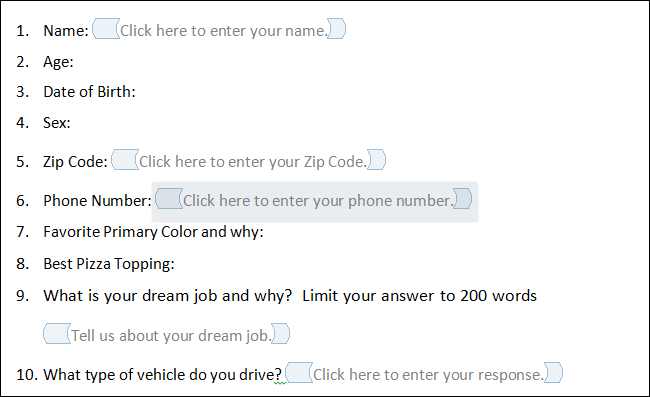 Как создавать заполняемые формы в Word