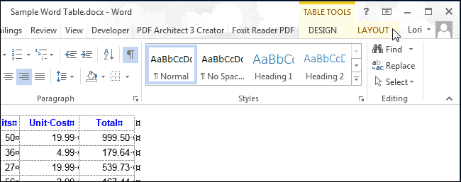 Как выделить таблицу в Word