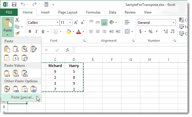 Перенести в Excel