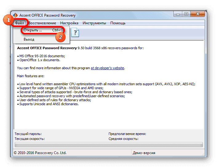 Открытие файла в Accent OFFICE Password Recovery.png