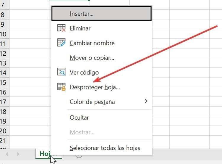 Excel desproteger hoja