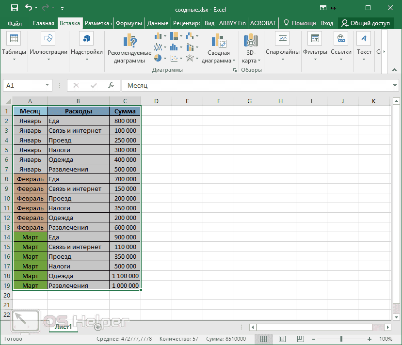 как сделать таблицу в excel